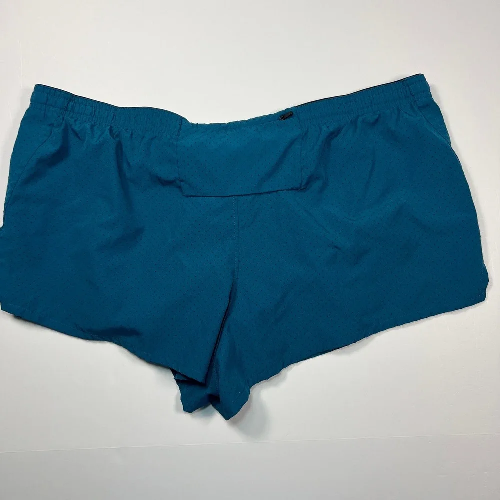 Awry Men's Running Shorts XL Teal Perforated Split Leg Liner Zip Pocket Gym